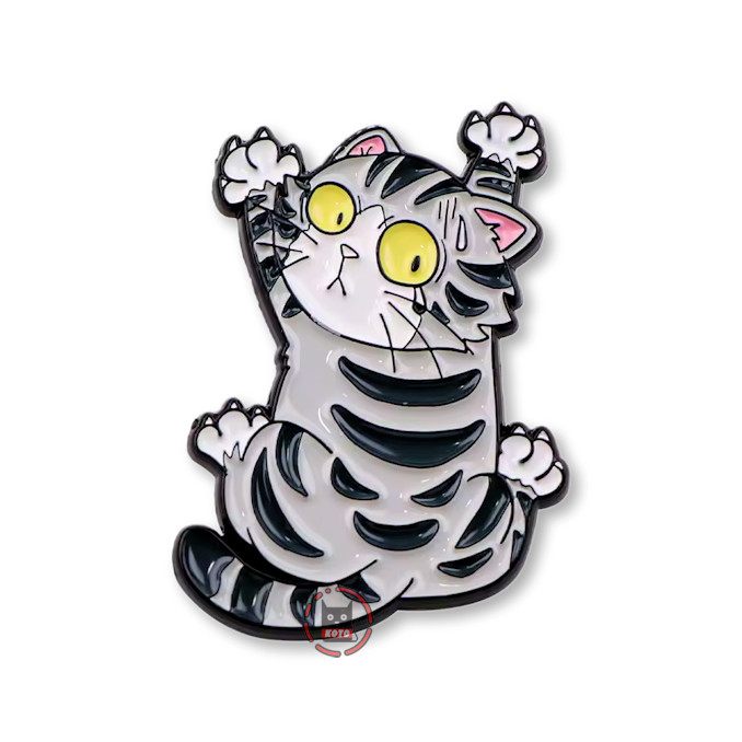 Значок Сповзаючий кіт таббі сірий купити в інтернет-магазині Котоманія