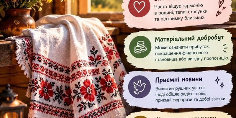 До чого сниться вишитий рушник: значення і тлумачення сновидіння