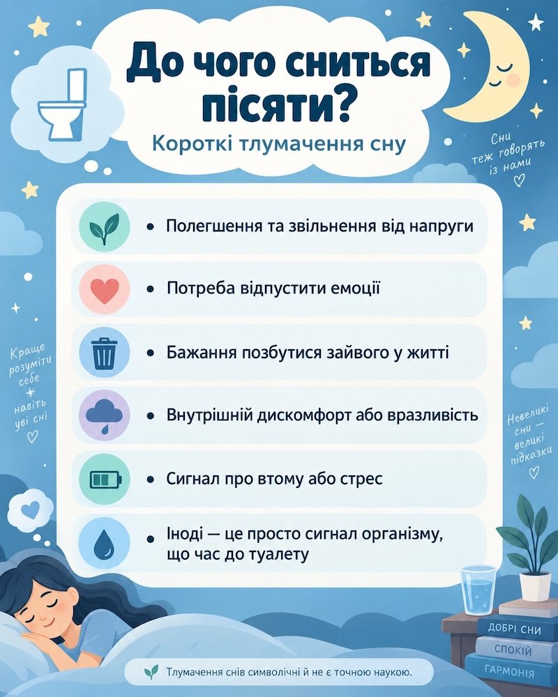 до чого сниться пісяти сонник інфографіка