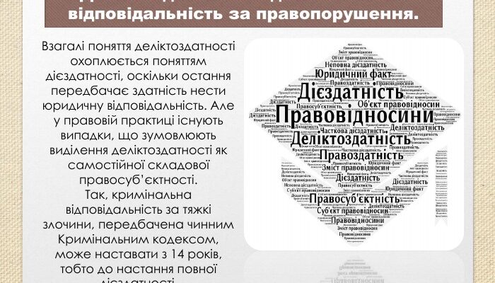 Деліктоздатність у праві: основні аспекти та практичне значення